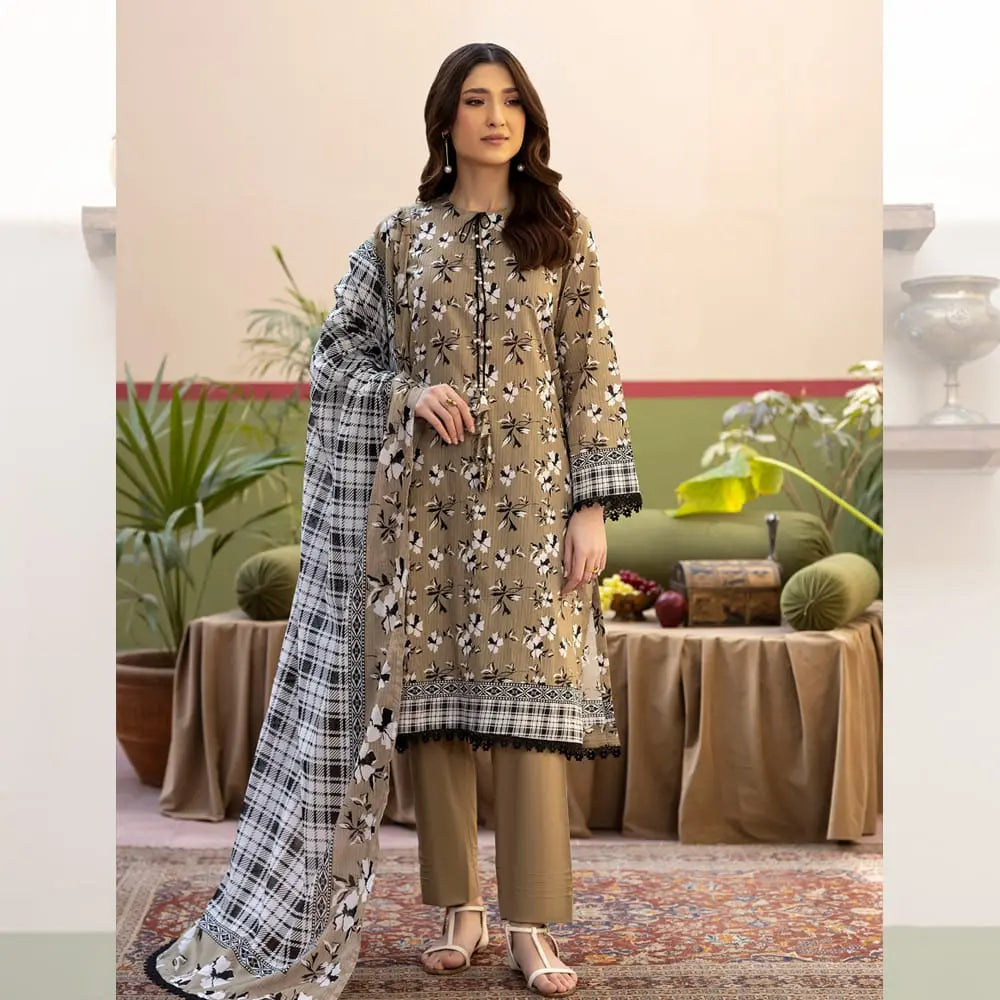 Libadawear Digital Printed Lawn – Olive Floral Libada Wears