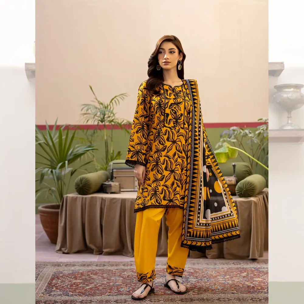 Libadawear Digital Printed Lawn – Mustard Bold Libada Wears