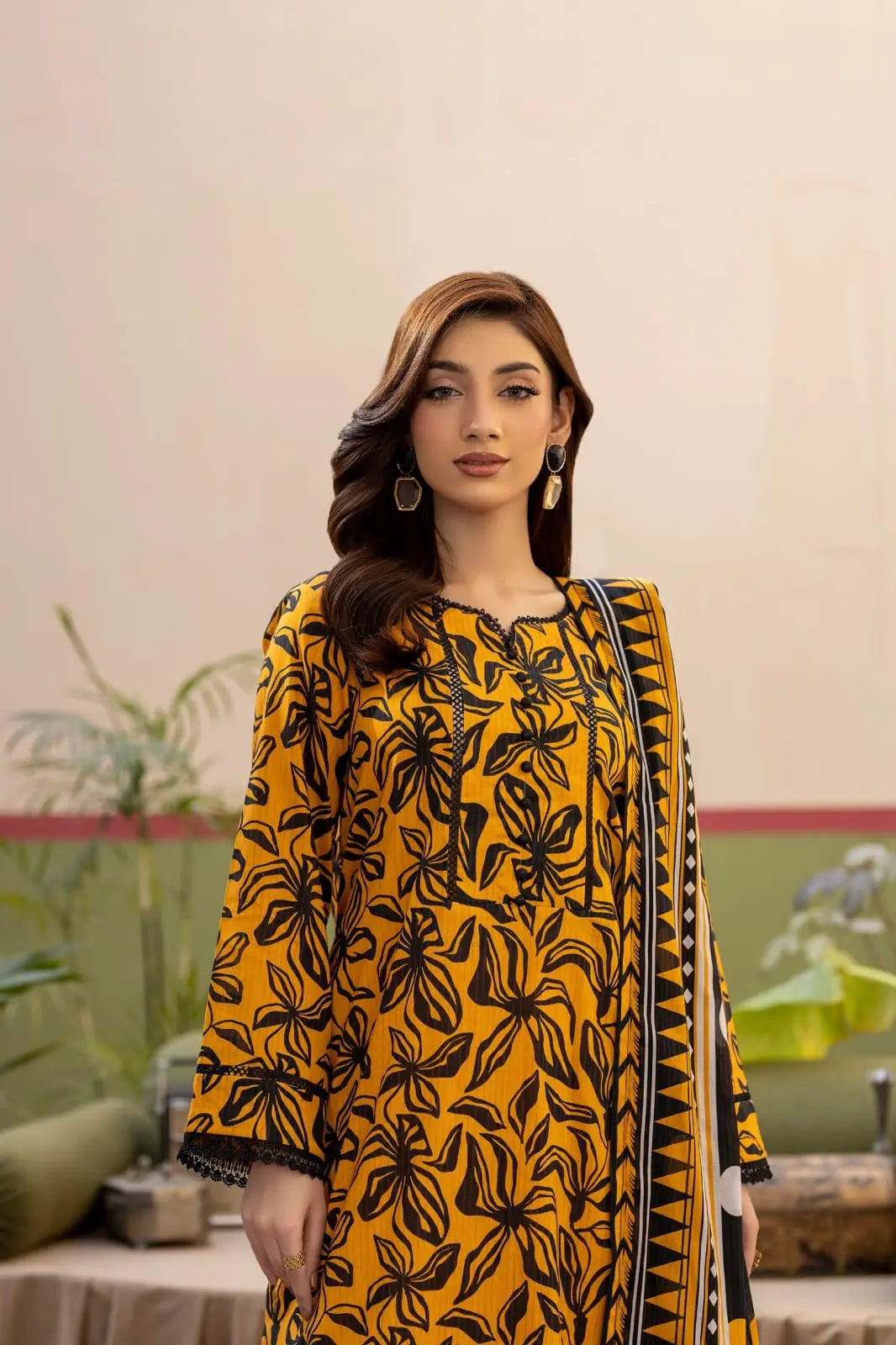 Libadawear Digital Printed Lawn – Mustard Bold Libada Wears