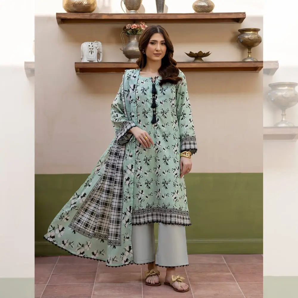 Libadawear Digital Printed Lawn – Mint Floral Libada Wears