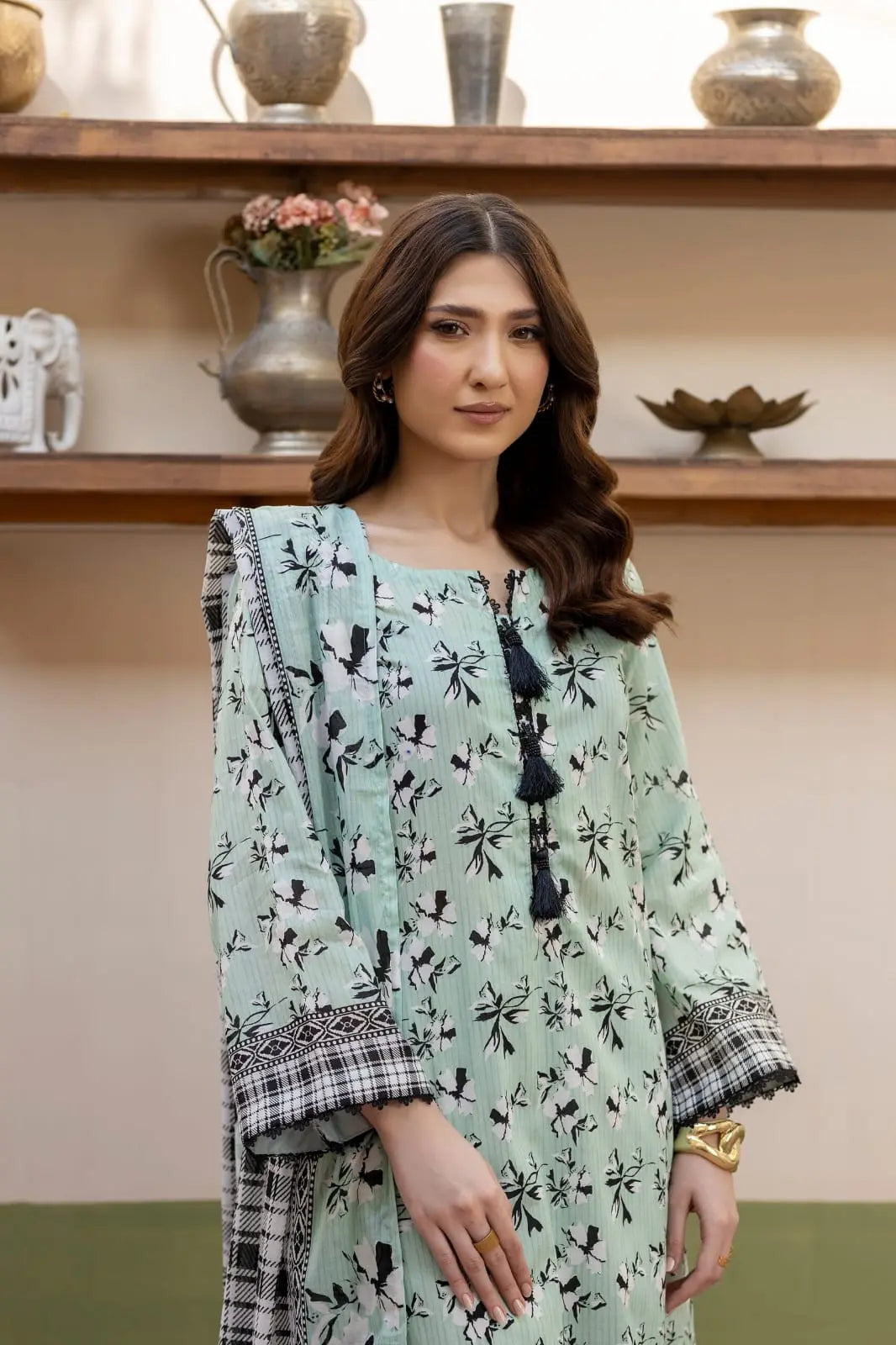 Libadawear Digital Printed Lawn – Mint Floral Libada Wears