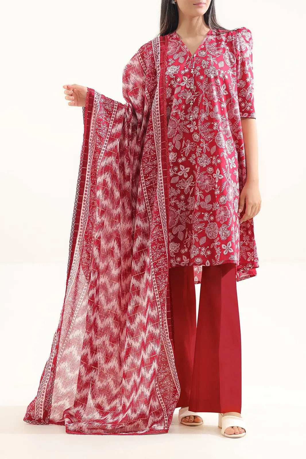 Libada Wears Unstitched Printed Lawn 3 Piece With Zari Dupatta Libada Wears