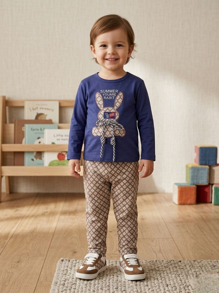 Libada Wear "Royal Bunny" Summer Edition – 2-Piece Premium Cotton Tee & Patterned Trousers Set Libada Wears