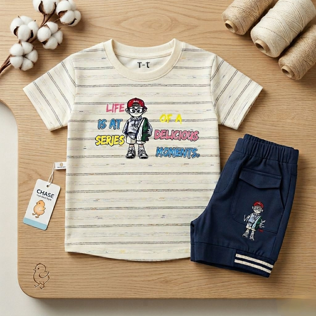 Libada Wears Toddler "Delicious Moments" Summer Set – 2-Piece Striped Cotton Tee & Shorts Libada Wears