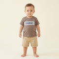 Libada Wears Kids' "Channel" Graphic Summer Set – Premium 2-Piece Charcoal Tee & Khaki Shorts Libada Wears